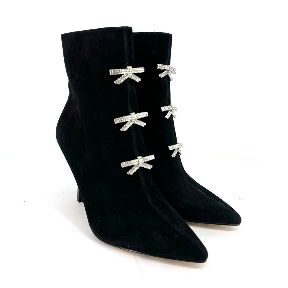 Gianni Bini Black Ankle Boots with Silver Accents